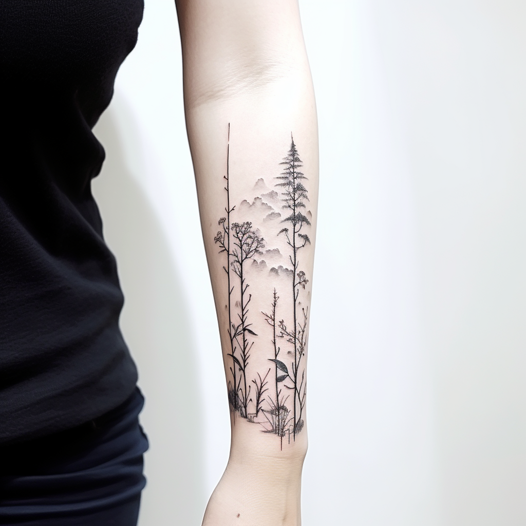 Beautiful elbow tattoo design in nature