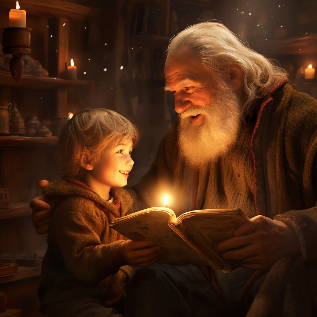 Elder telling tale to child