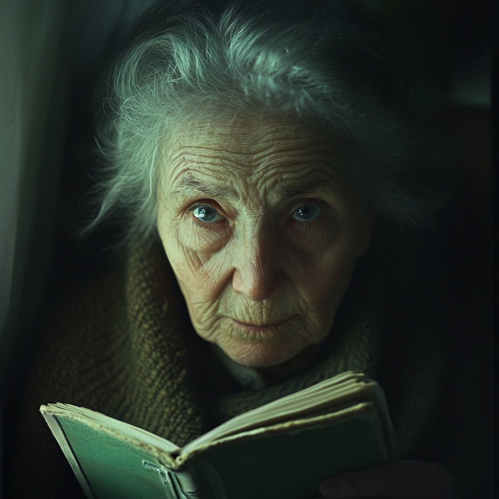 Elderly Woman Flickering Monitor Light