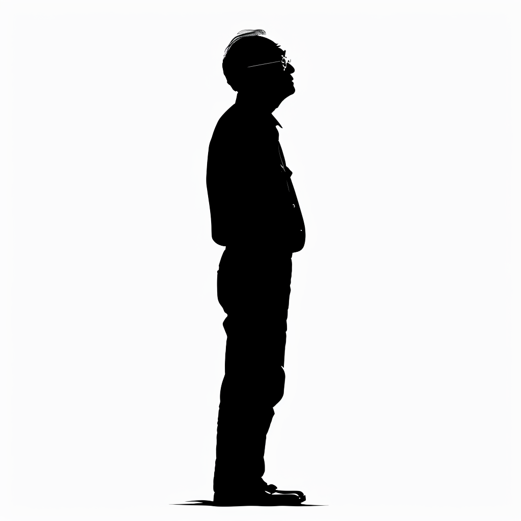 Elder Asian Man Silhouette Body