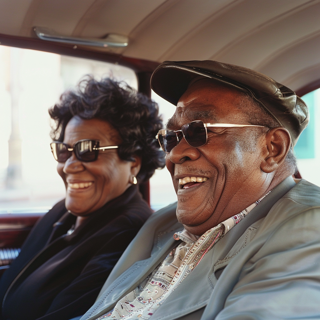 Elderly Black Couple Driving Car