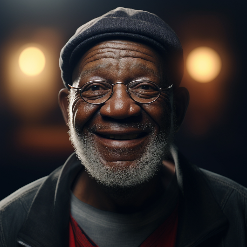 Elderly Black Man with a Beautiful Smile in Hyper-Realistic Lighting