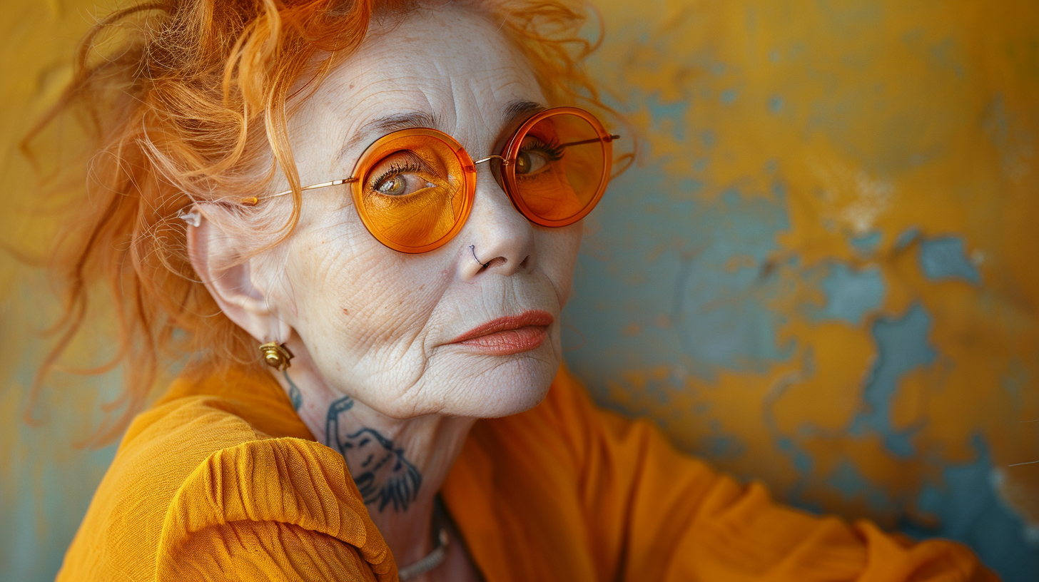 Ginger-haired woman portrait in warm colors