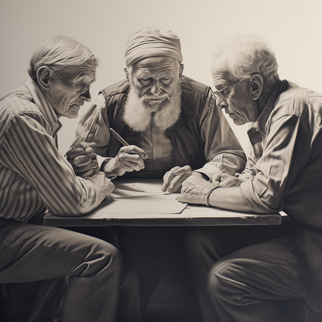 Elderly group discussing creative aging