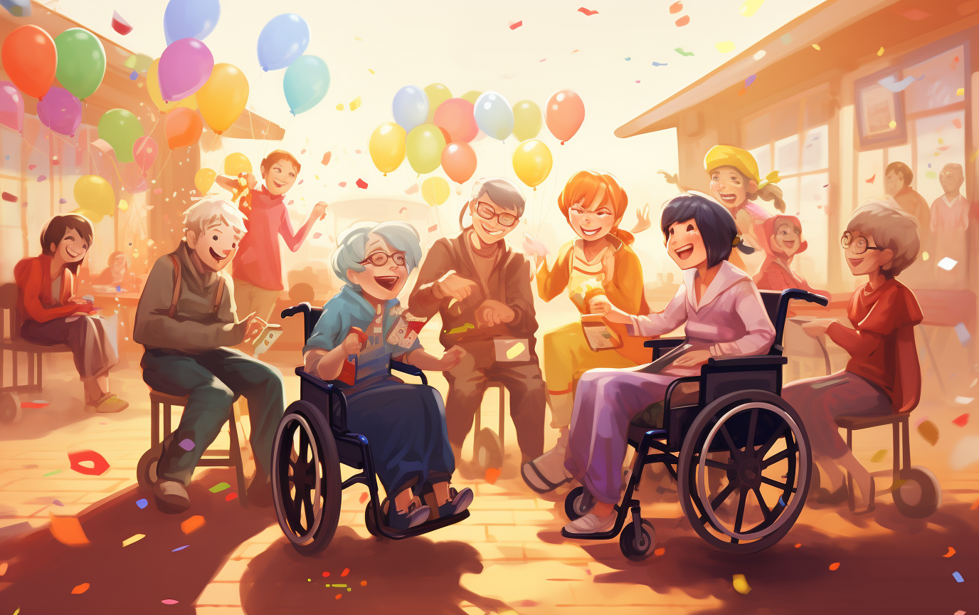 Elderly people playing games together