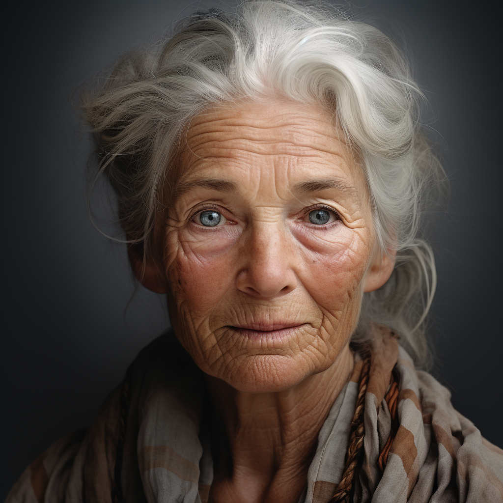 Portrait of an Elderly Woman with Blue Eyes