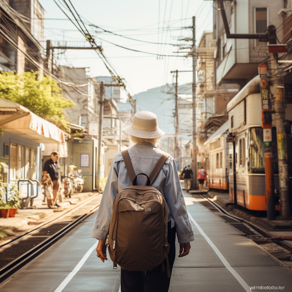 Image of an Elderly Woman Traveling