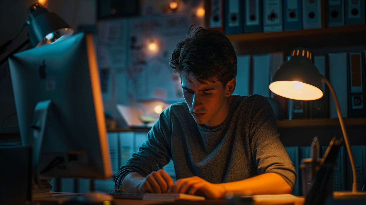 Student learning on computer