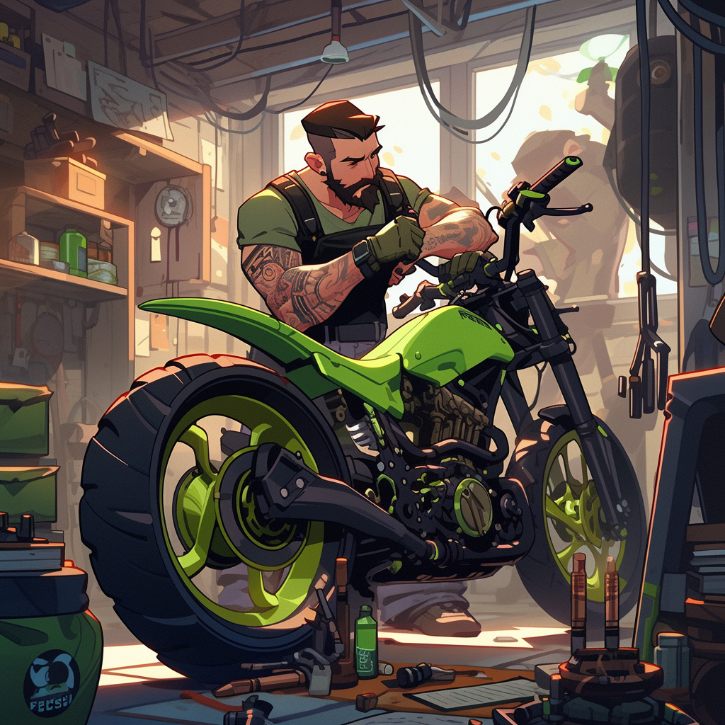 Skilled mechanic repairing electric bike