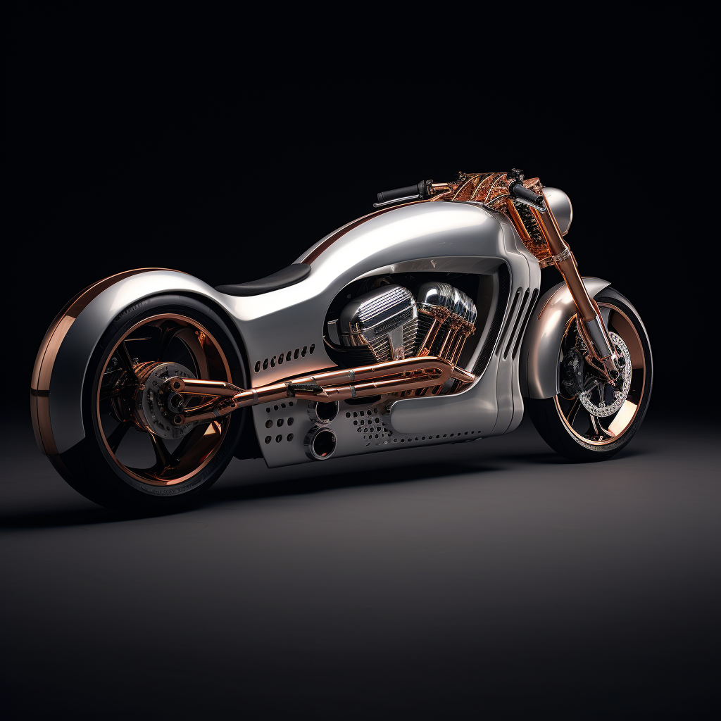 Electric Caferacer Motorbike in Raw Aluminium and Leather