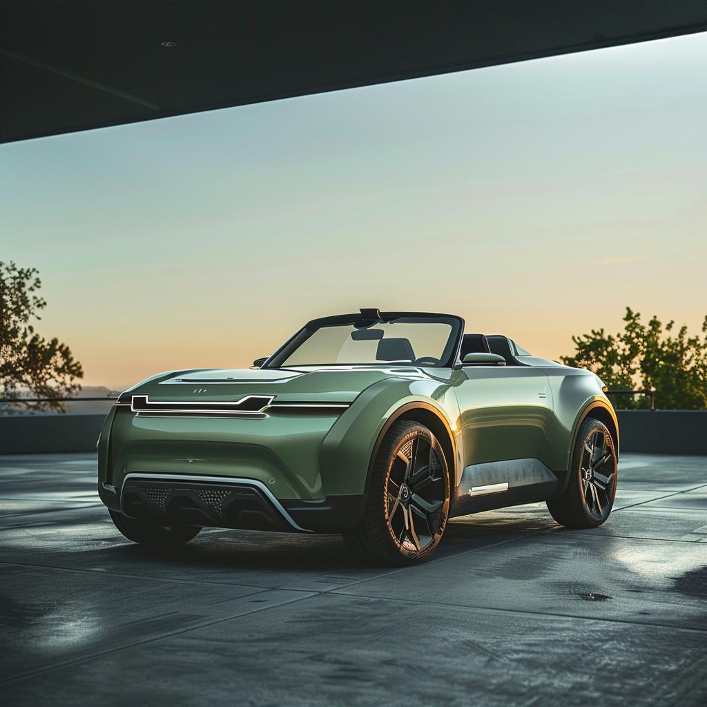 Small electric green coupe car