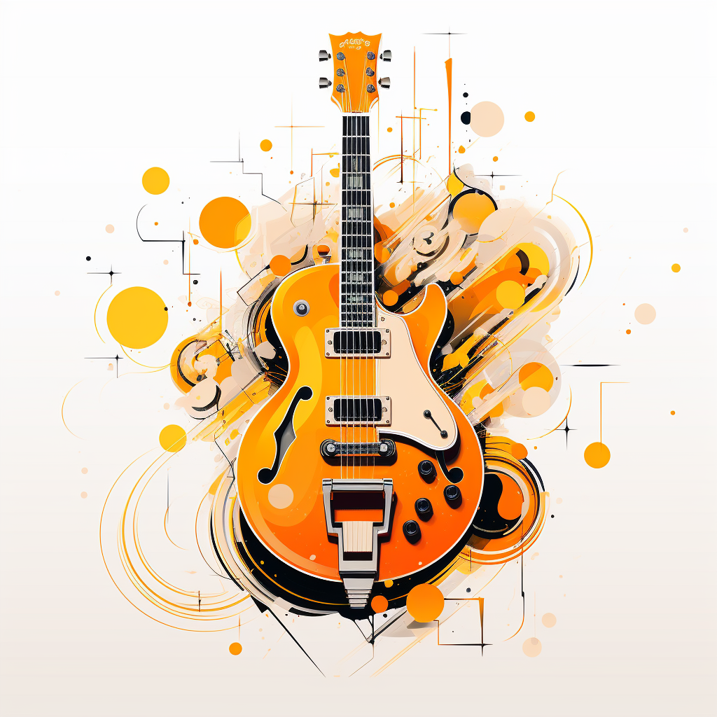 Cubist-style electric guitar concert poster