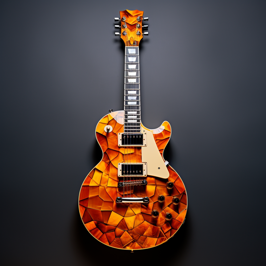 Cubist electric guitar with orange tones