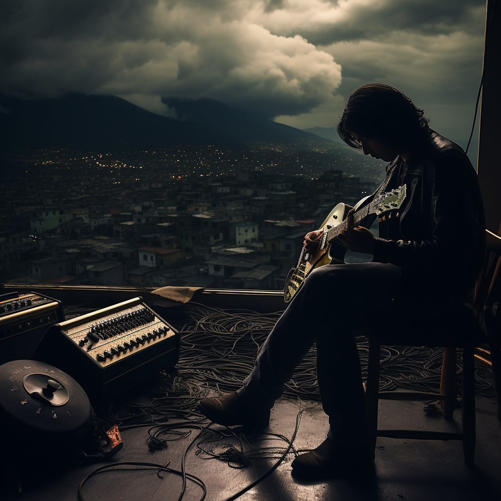 Electric Guitar in Monterrey Mexico Mountains