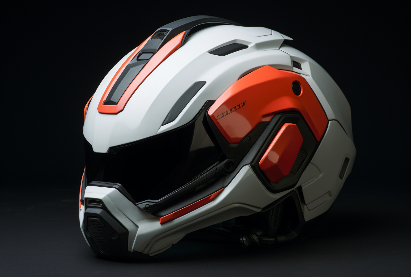 White and Red Electric Motorcycle Helmet