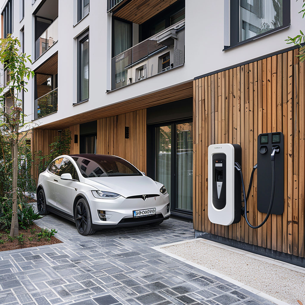 modern apartment electric vehicle charging station