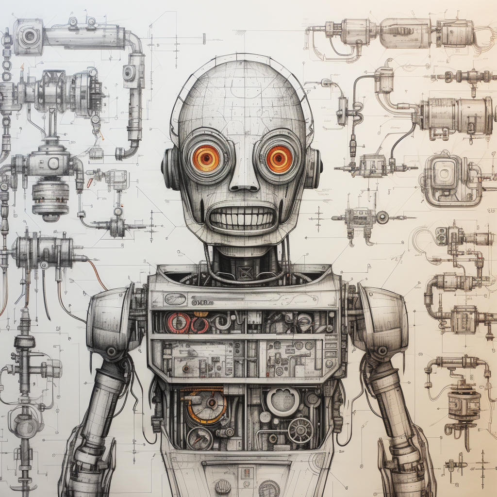 Schematic pencil drawing of electrical circuits