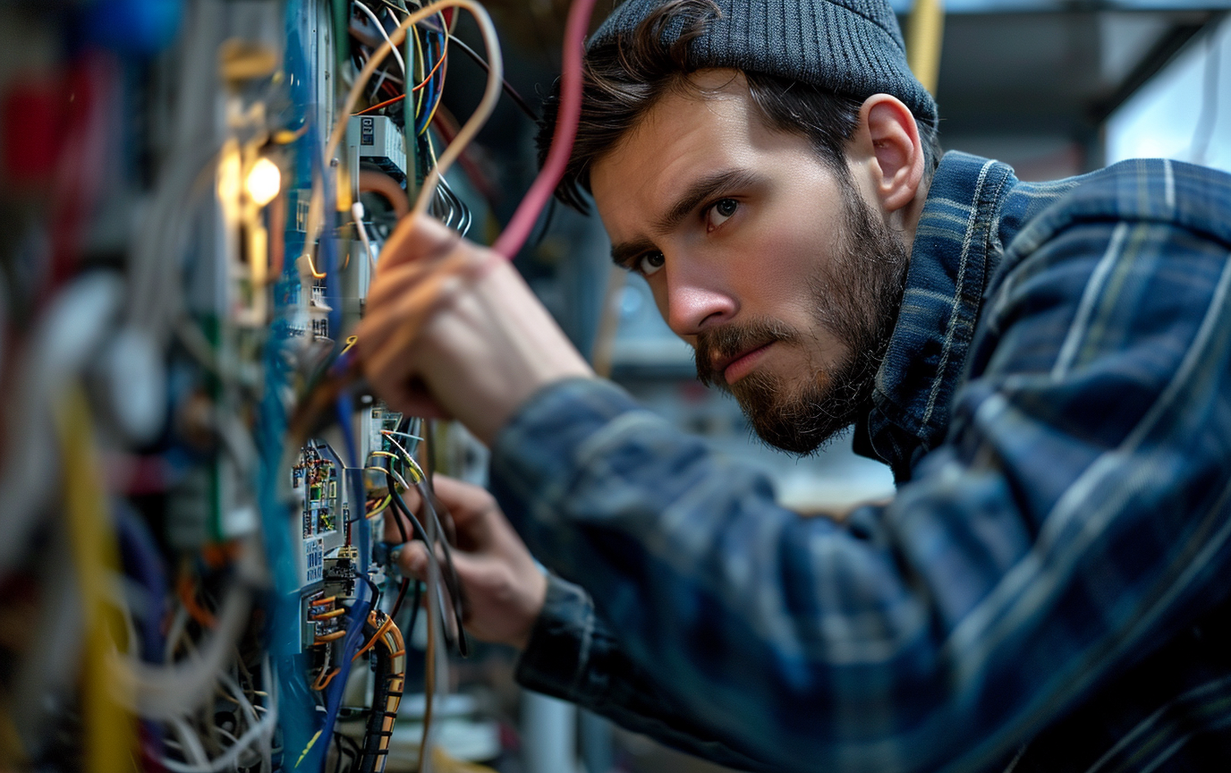 Electrician Repairing Appliance