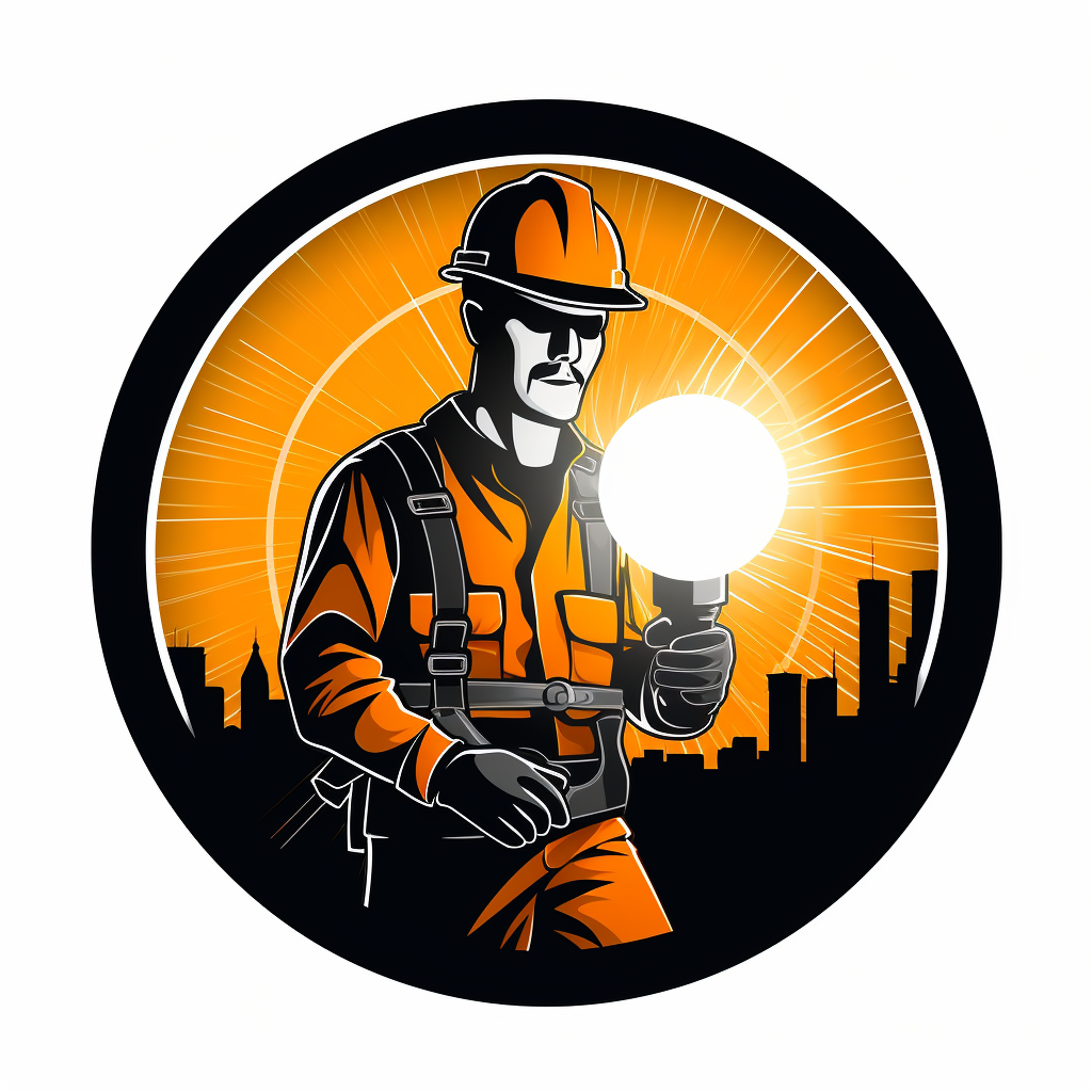 Electrician Tradesman Circular Orb Glowing Logo