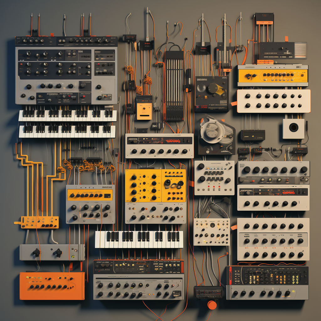 Electronic music poster with synths