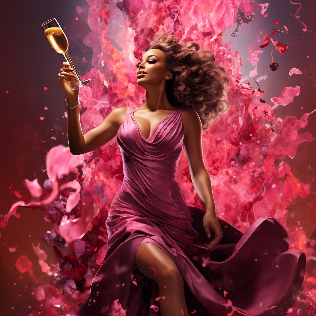 Graceful African American woman in pink gown