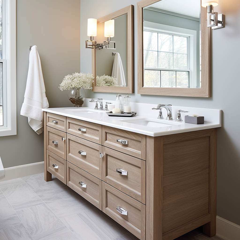 Beautiful Light on Stone in Elegant Bathroom