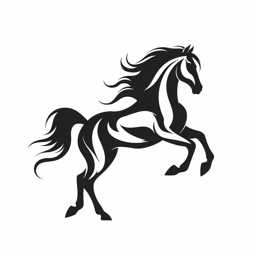 Elegant black horse logo on white background