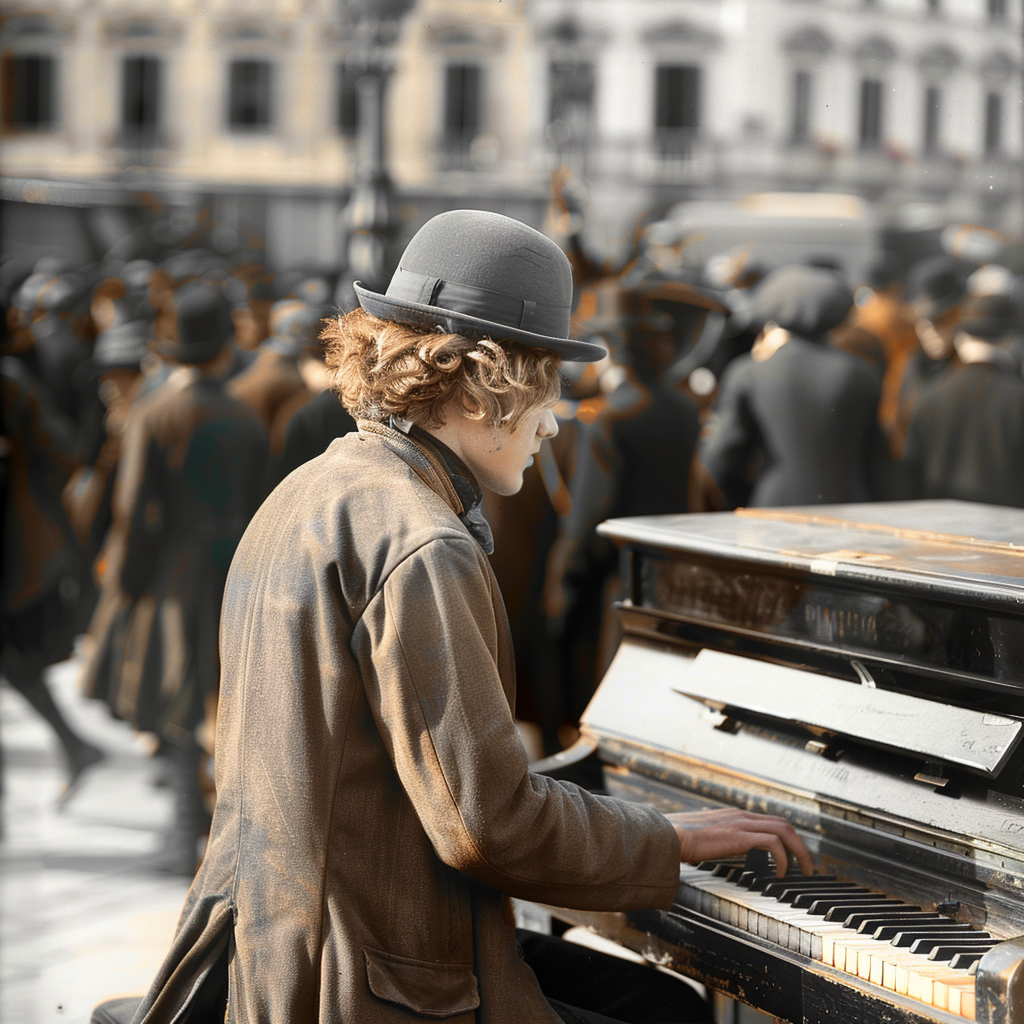 Man playing piano in 1913