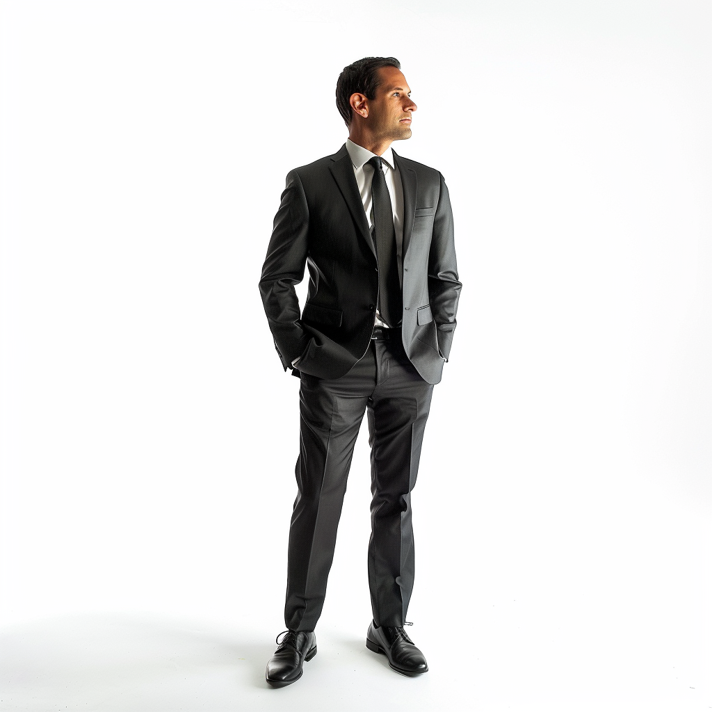 stylish man in suit white background