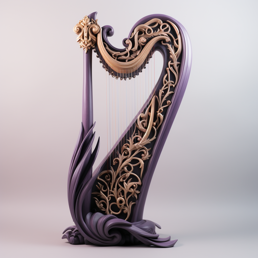 Beautifully crafted purple harp