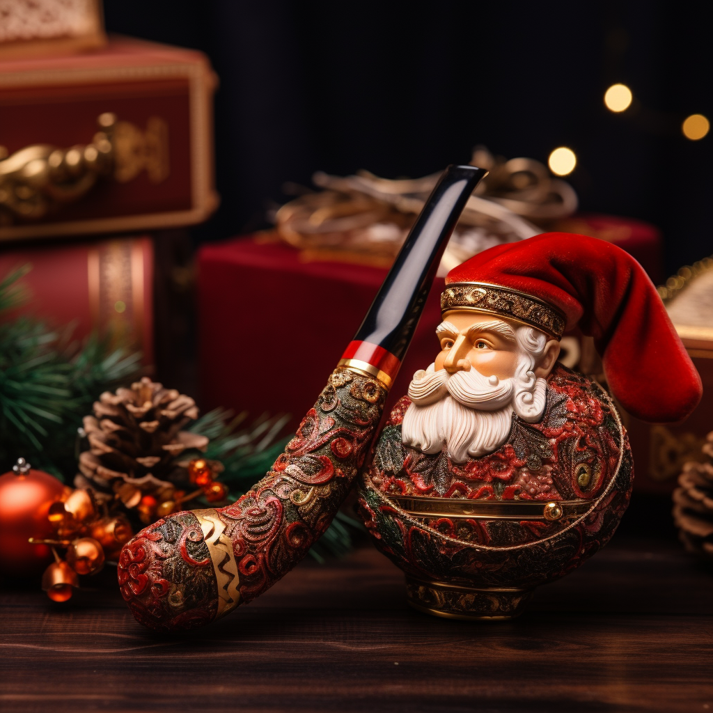 Realistic elegant Christmas wood smoking pipe