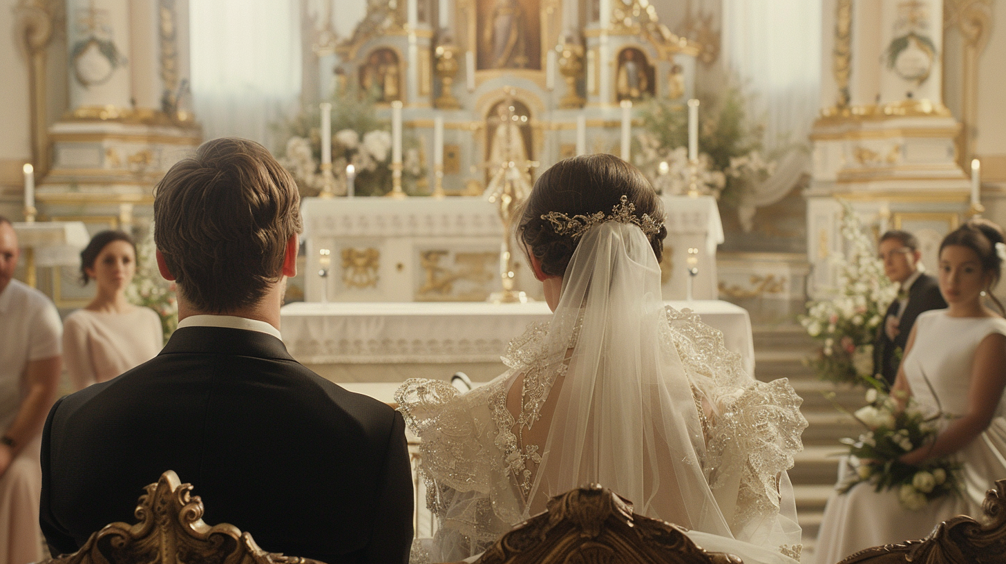 Couple Seated Altar Listening Ceremony