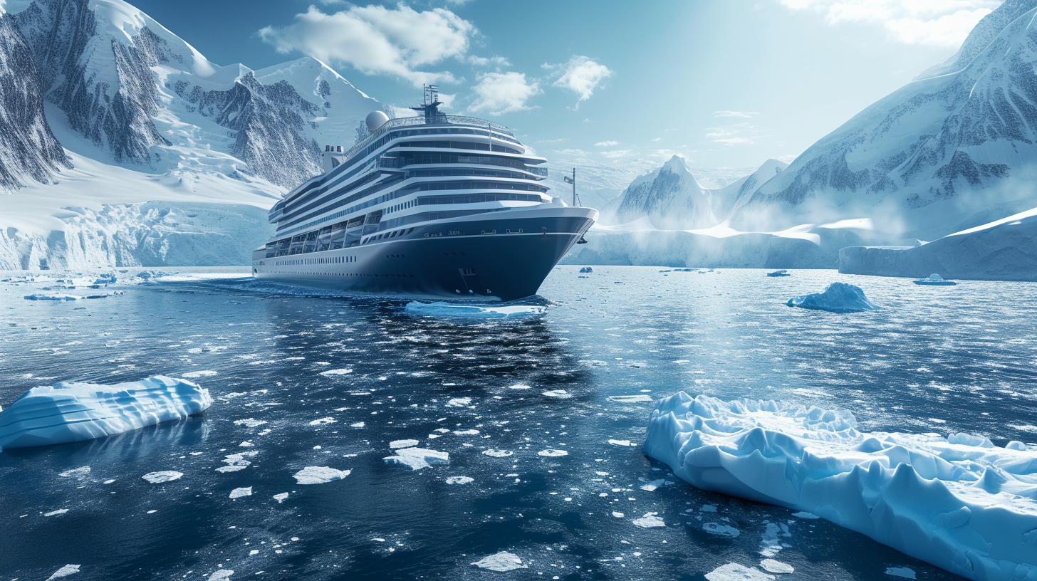 Cruise ship in icy waters