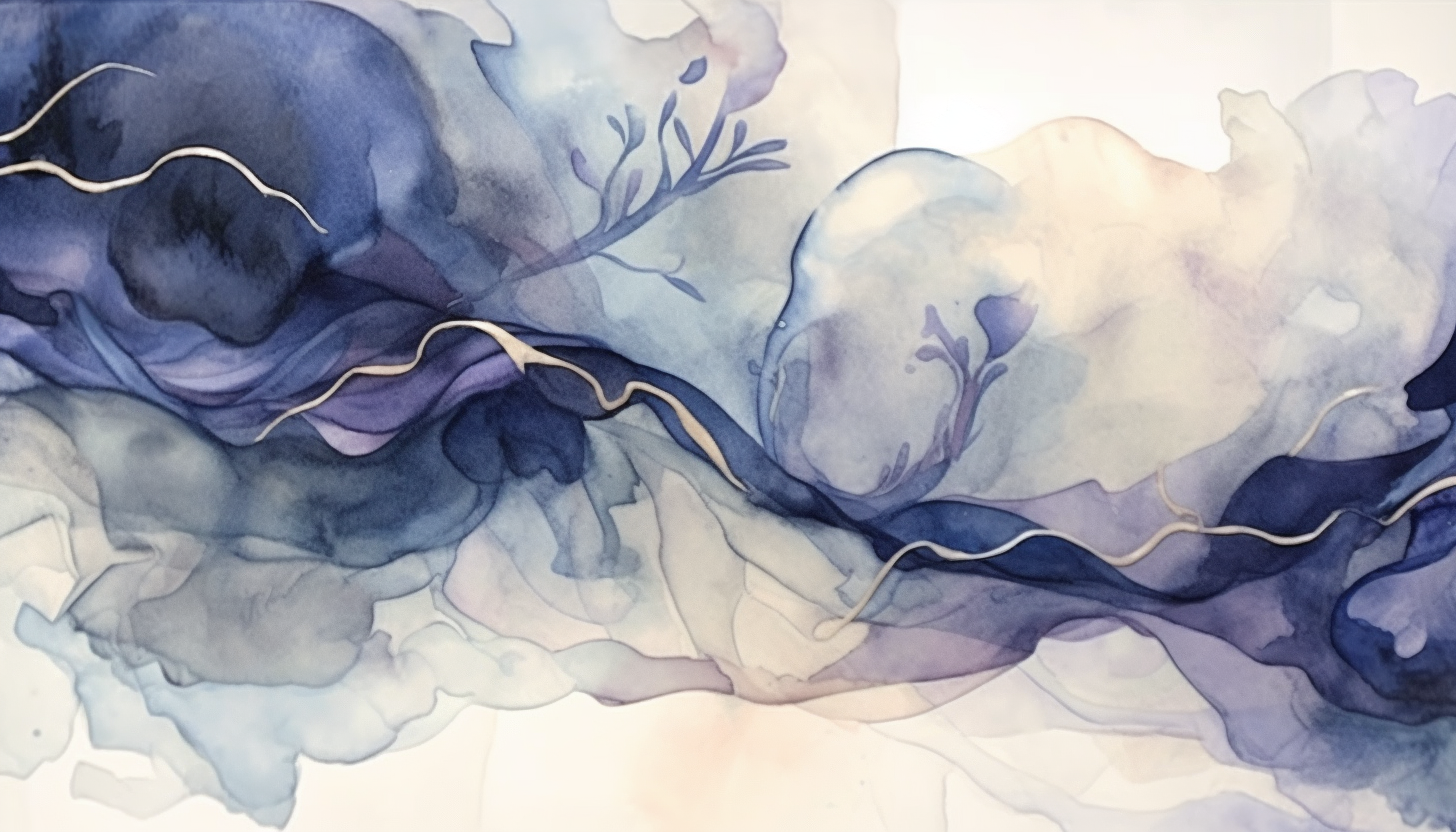 Contrasting Indigo, Ivory Deep Purple, Gray Watercolor Image  ?️