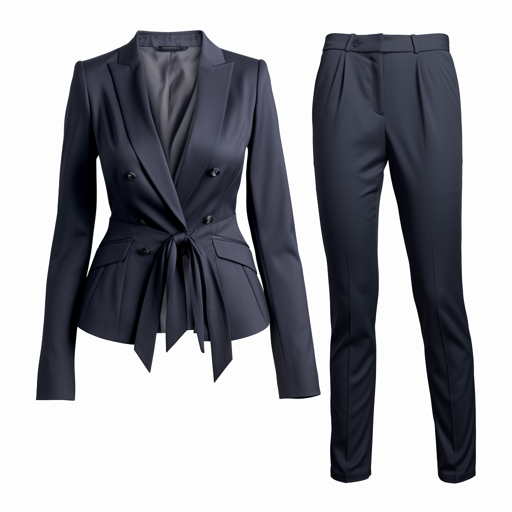 Elegant navy blue blazer and trousers