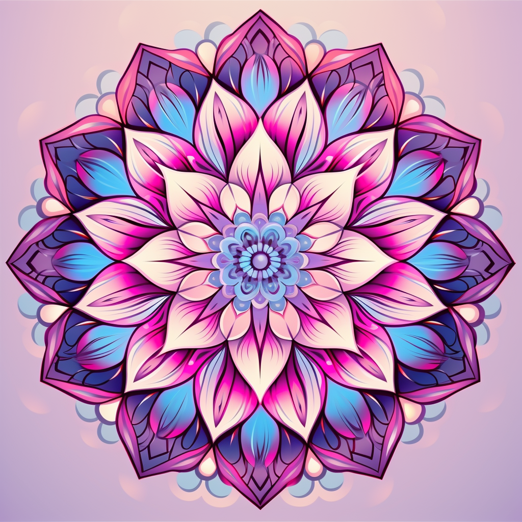 Elegant flower mandala with trippy and colorful effects