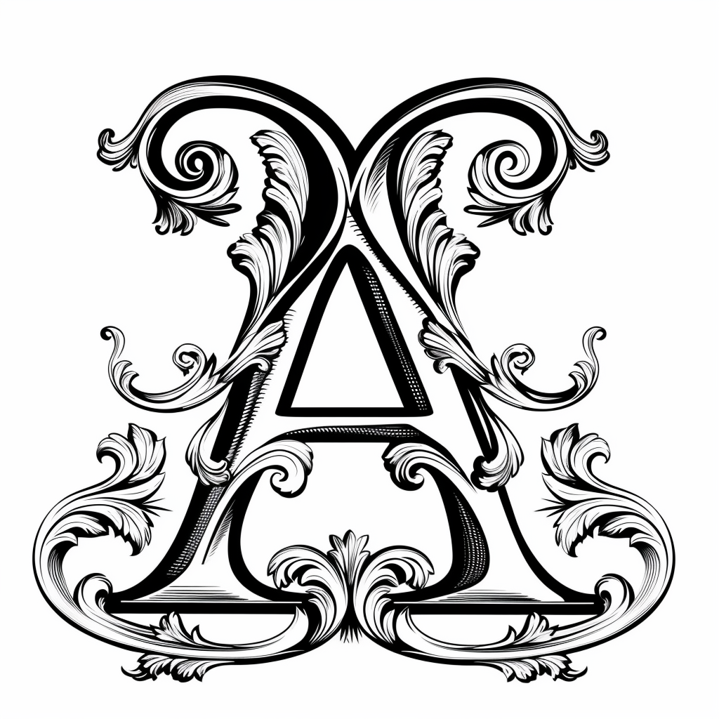 Black and white elegant letter A