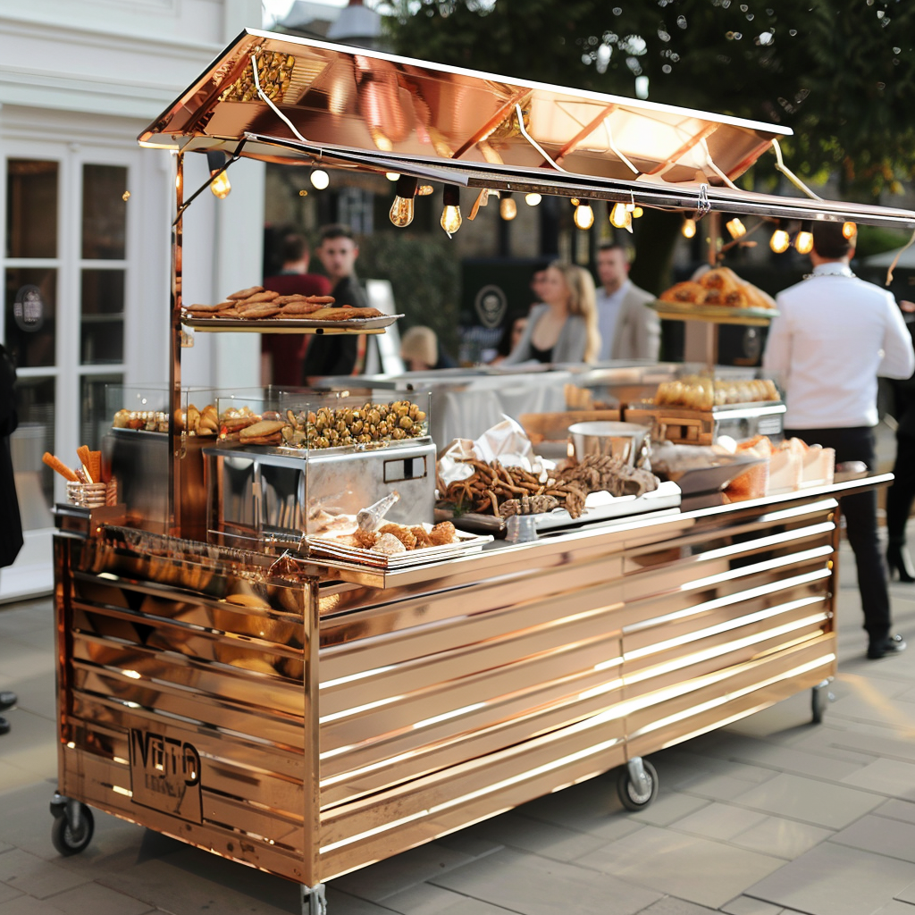 elegant gold street food setup