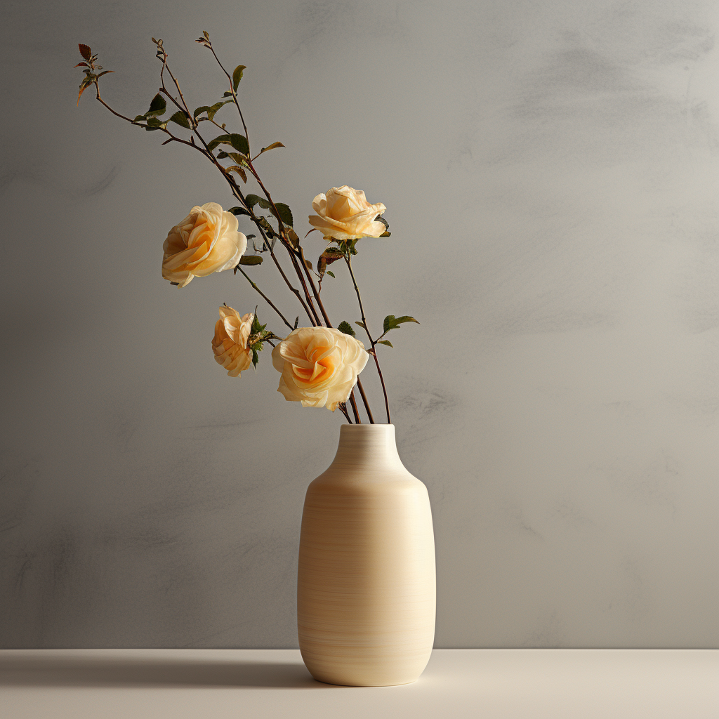 Elegant hyperrealistic flower vase in Morandi style