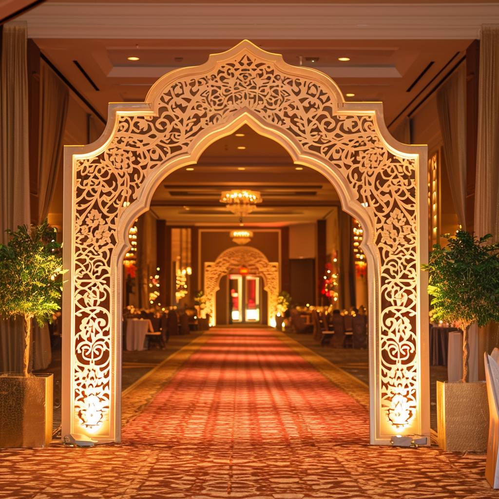 Arabic pattern on elegant indoor entrance arch