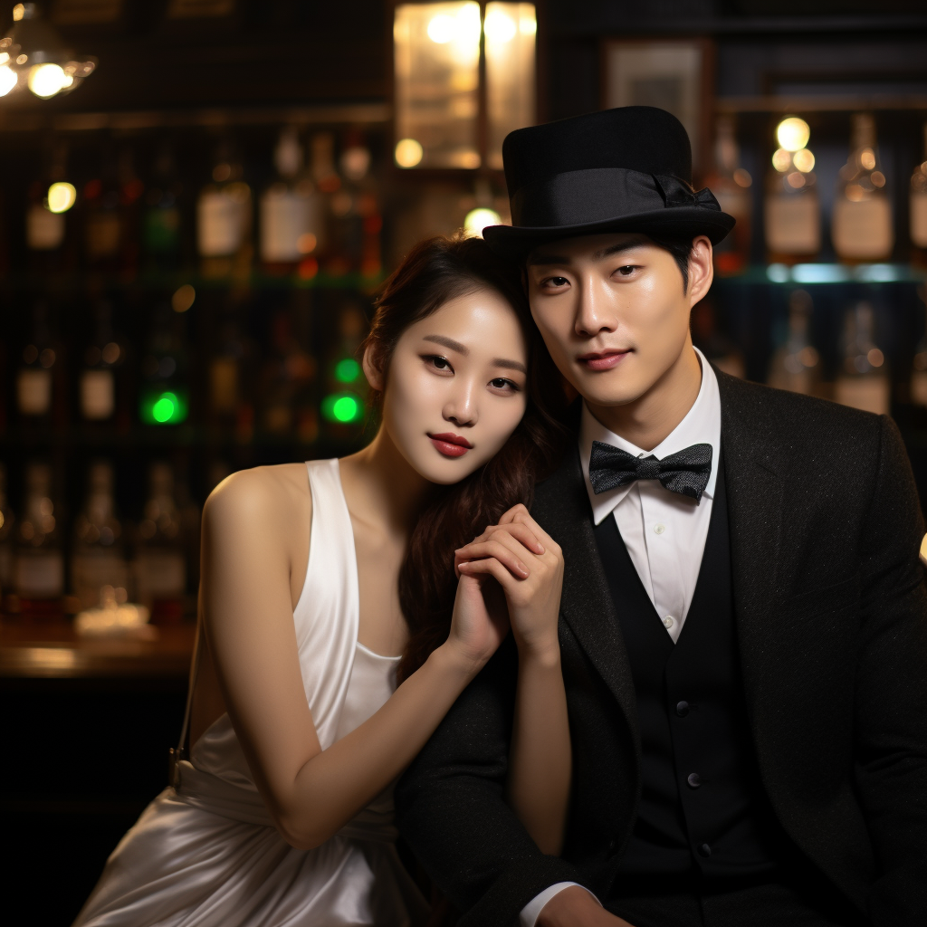 Elegant Korean Lady and Handsome Gentlemen at Gatsby Party