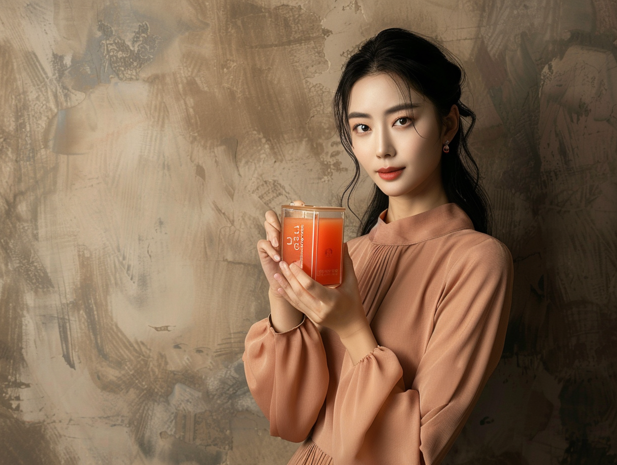 Korean woman presenting jujube juice