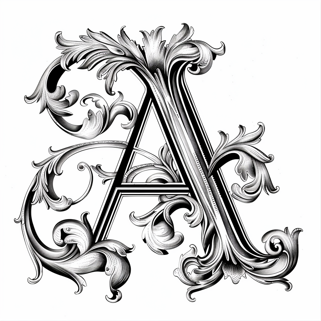 elegant letter a baroque vector