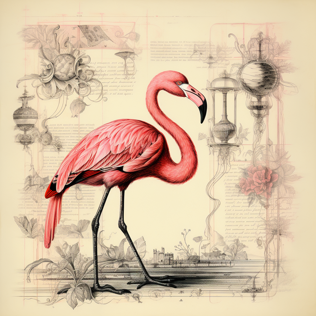 Flamingo in elegant line work