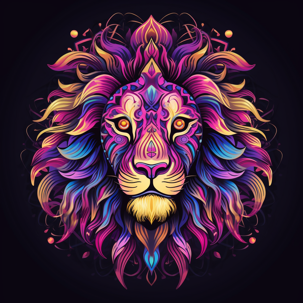 Vibrant Lion Mandala Artwork