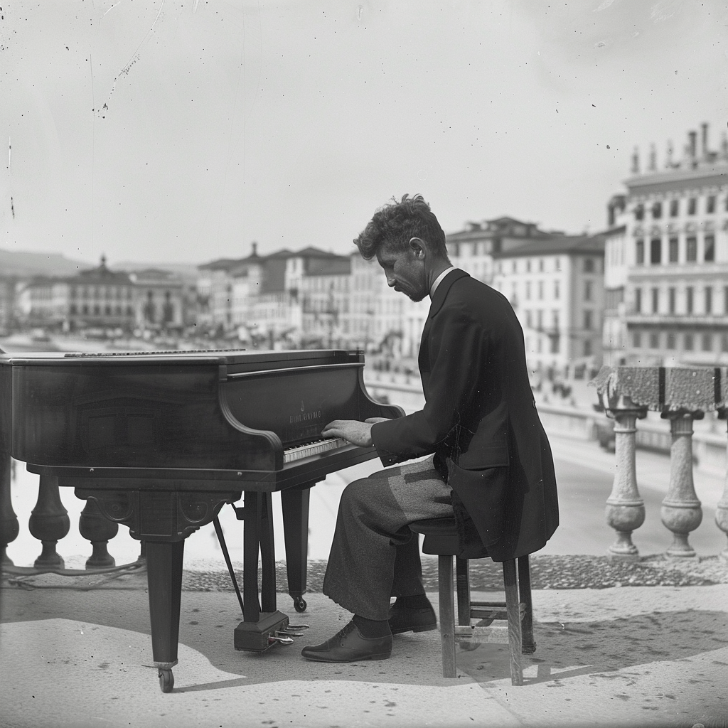 elegant man playing piano trieste