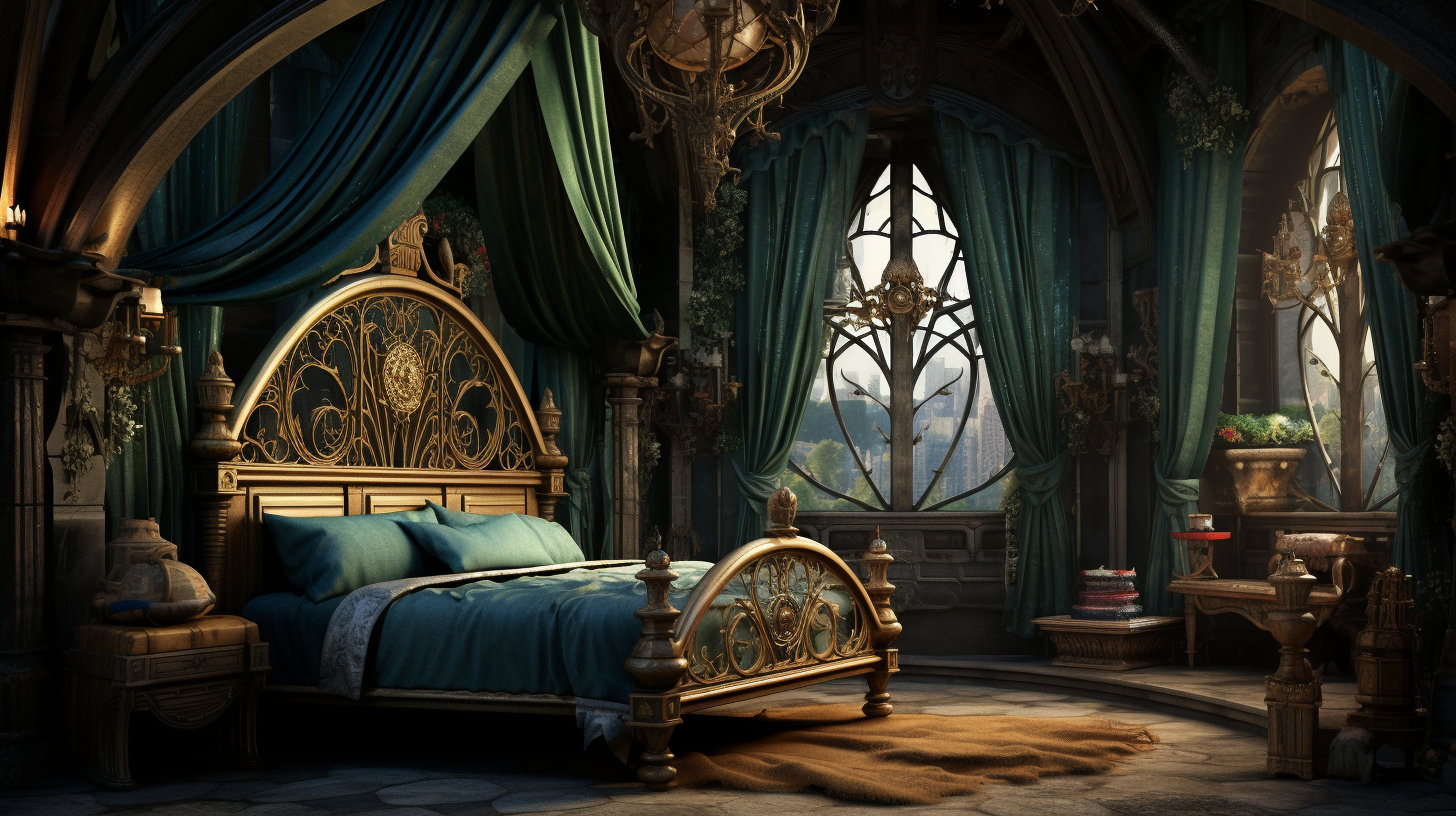 Beautifully designed medieval fantasy bedroom