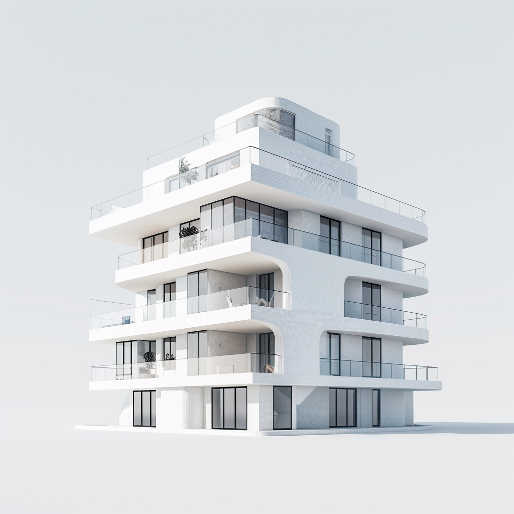 White minimalist apartment building