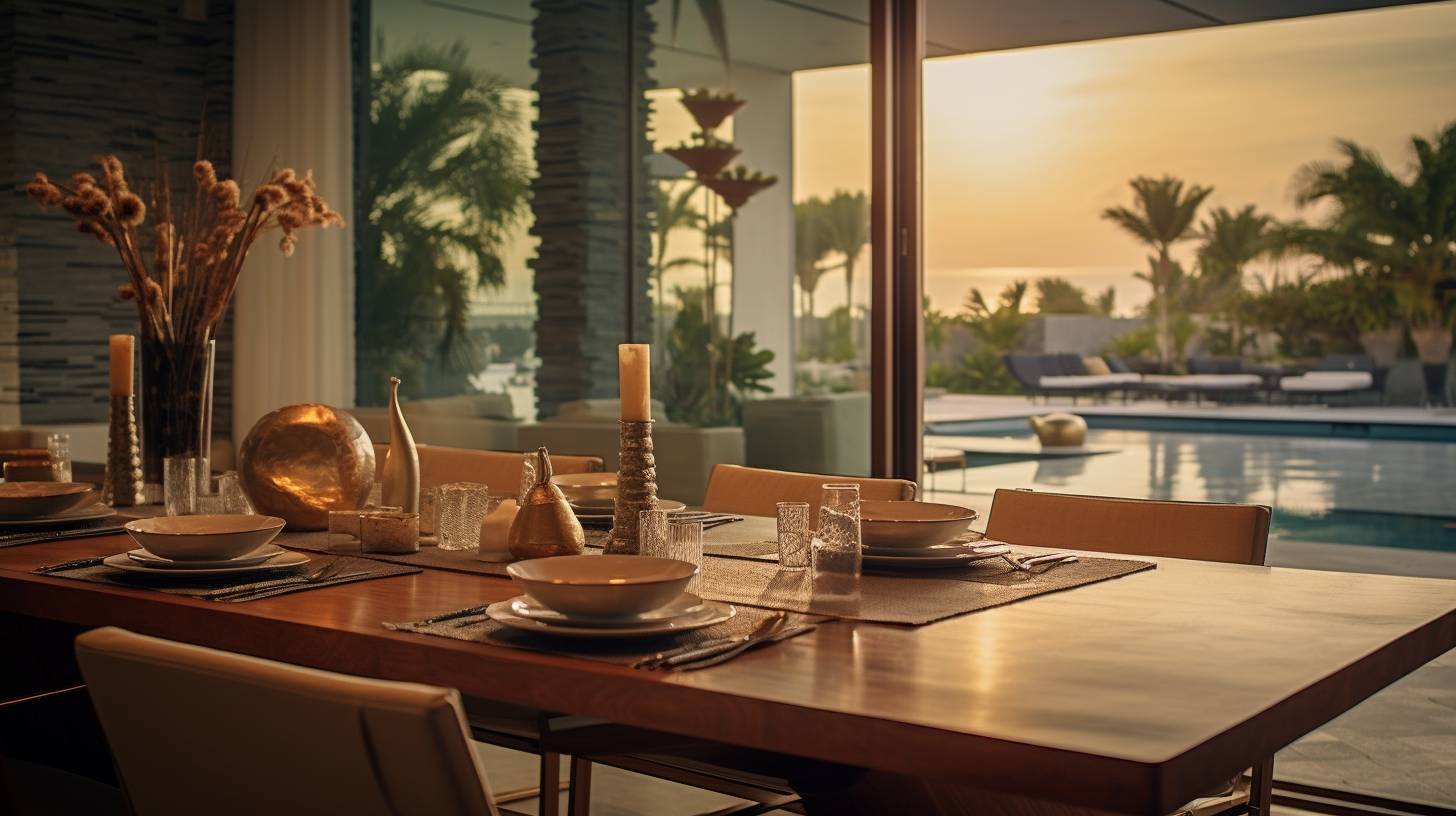 Elegant modern beach dining room