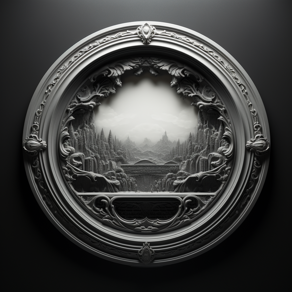 Grayscale depth map of elegant plaque